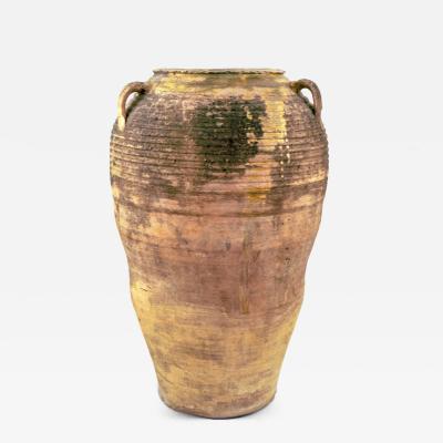 Antique Large Spanish Terracotta Olive Jar With 3 Handles
