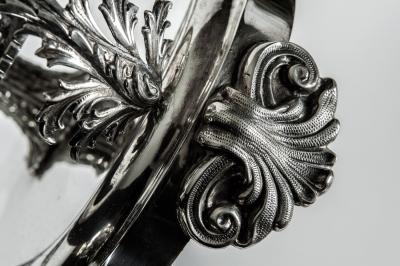 Antique Large Sterling Silver Trefoil Form Three Bottles Decanters