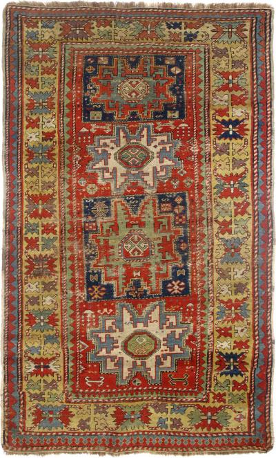 Antique Lezgi Rug 4 0 x 6 9 