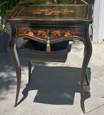 Antique Louis Philippe Ebony Inlaid Vanity Dressing Table