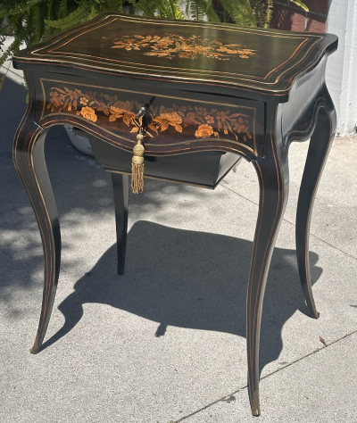 Antique Louis Philippe Ebony Inlaid Vanity Dressing Table