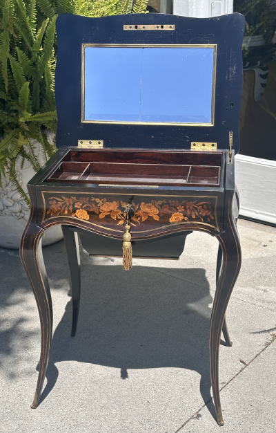 Antique Louis Philippe Ebony Inlaid Vanity Dressing Table
