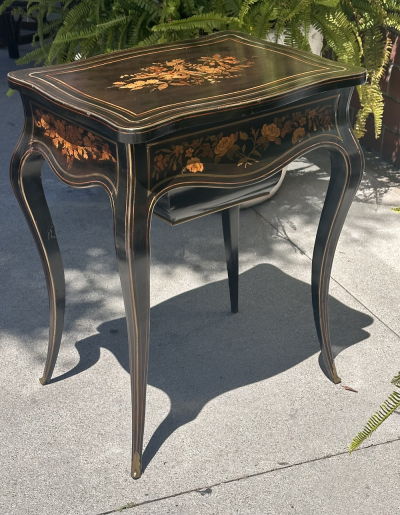 Antique Louis Philippe Ebony Inlaid Vanity Dressing Table