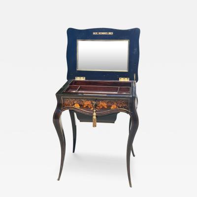 Antique Louis Philippe Ebony Inlaid Vanity Dressing Table