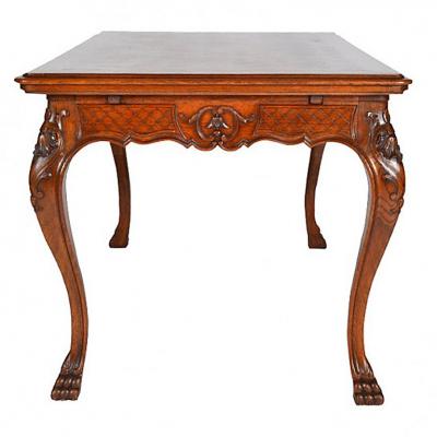 Antique Louis XIV Oak Dining Kitchen Library Table