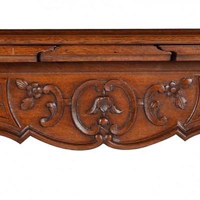 Antique Louis XIV Oak Dining Table and Six Chairs