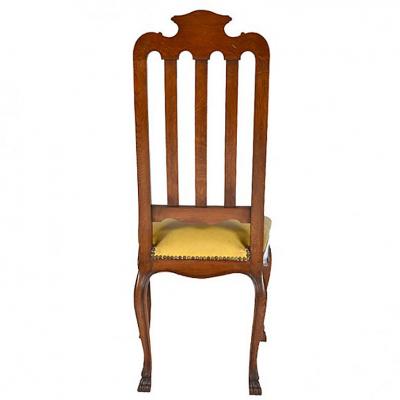 Antique Louis XIV Oak Dining Table and Six Chairs