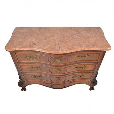 Antique Louis XV French Provincial Walnut Chest Commode