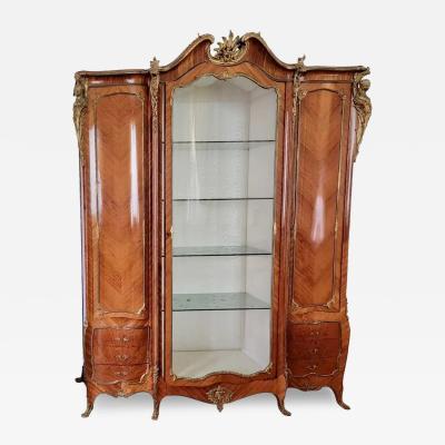 Antique Louis XV Gilt Bronze Wardrobe Armoire Display Showcase