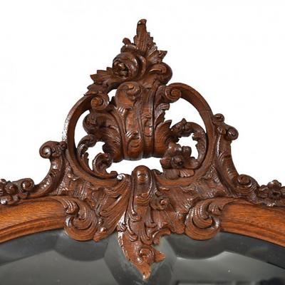 Antique Louis XV Oak Marble Top Sideboard Buffet Cabinet