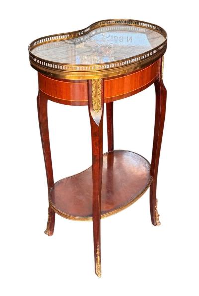 Antique Louis XV Style French Inlaid Marble Top Side Table