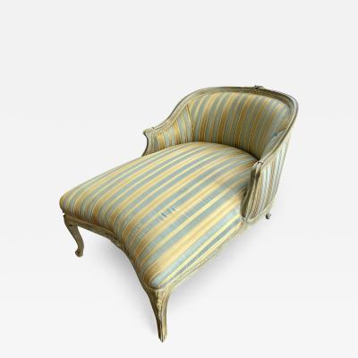 Antique Louis XV Style Silk Striped Chaise Lounge