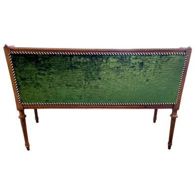Antique Louis XVI Emerald Green Silk Velvet Sofa Settee