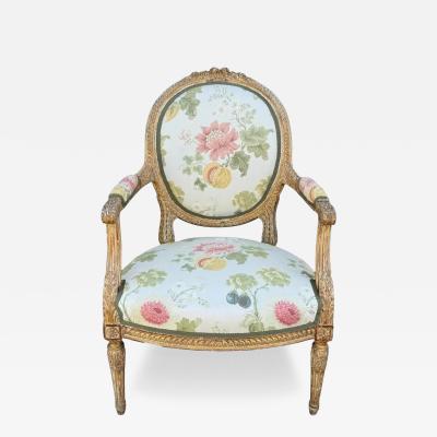 Antique Louis XVI Giltwood Fauteuil Arm Chair