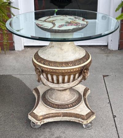 Antique Louis XVI Hollywood Regency Giltwood Round Table