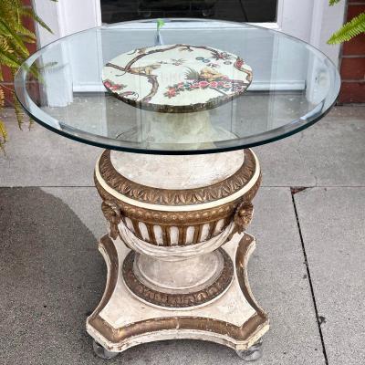 Antique Louis XVI Hollywood Regency Giltwood Round Table