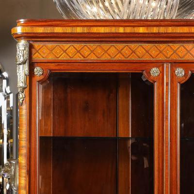 Antique Louis XVI Inlaid Exotic Woods Gilt Bronze Accent Cabinet