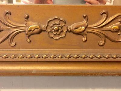 Antique Louis XVI Style Carved Gilt Wood over the Mantel or Console Mirror