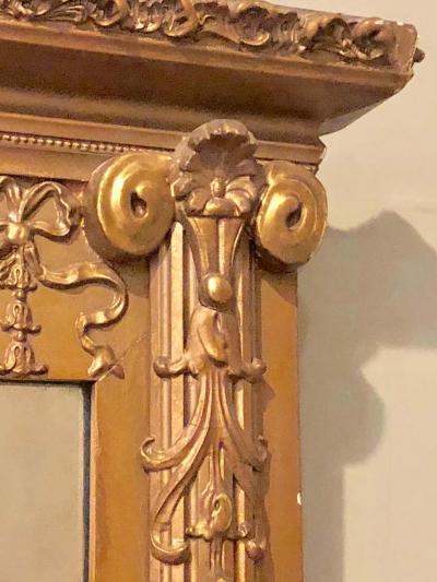 Antique Louis XVI Style Carved Gilt Wood over the Mantel or Console Mirror