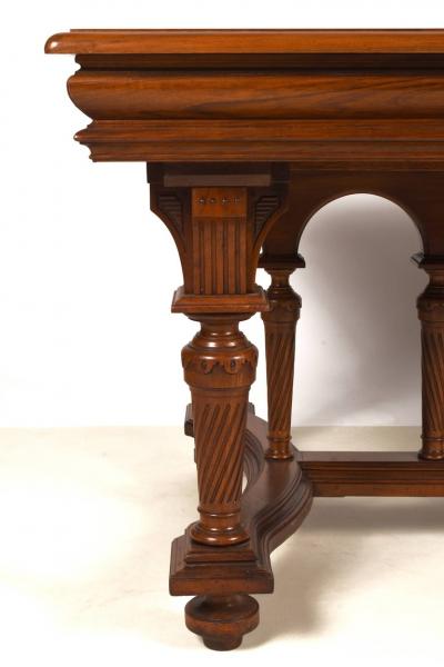 Antique Louis XVI Style Walnut Ebony Dinning Library Table France 19th C