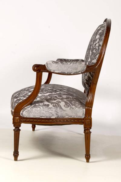 Antique Louis XVI Walnut Settee France 19th C