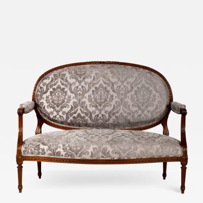 Antique Louis XVI Walnut Settee France 19th C 