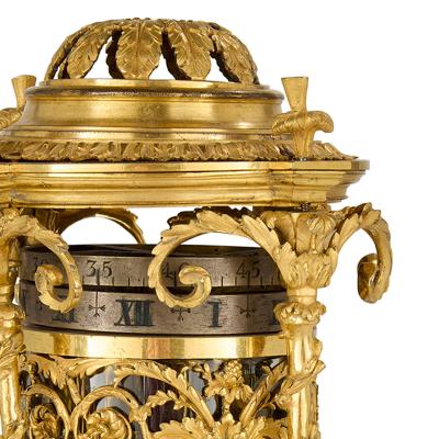 Antique Louis XVI period marble and ormolu cercle tournant mantel clock