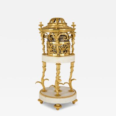 Antique Louis XVI period marble and ormolu cercle tournant mantel clock
