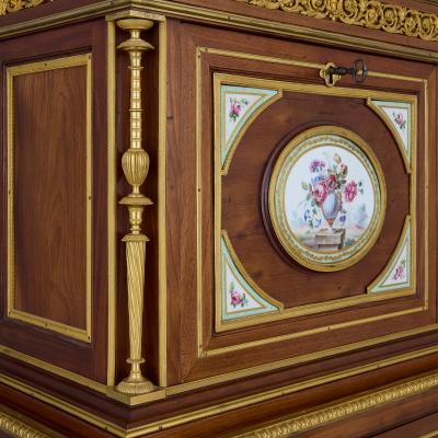 Antique Louis XVI style ormolu and S vres porcelain mounted secretaire