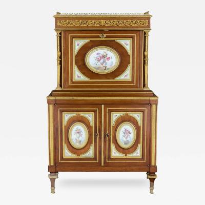 Antique Louis XVI style ormolu and S vres porcelain mounted secretaire