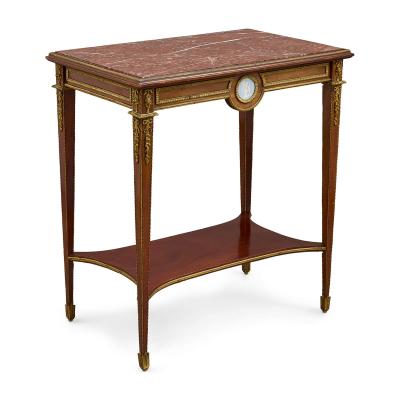 Antique Louis XVI style ormolu and jasperware mounted side table