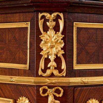Antique Louis XVI style ormolu marble and parquetry vitrine