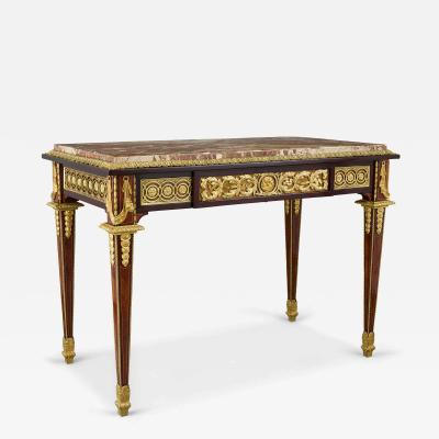 Antique Louis XVI style ormolu marble and wood centre table
