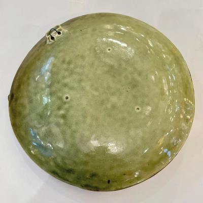 Antique Lun ville French Green Brown Gold Majolica Butterfly Wall Pocket Vase