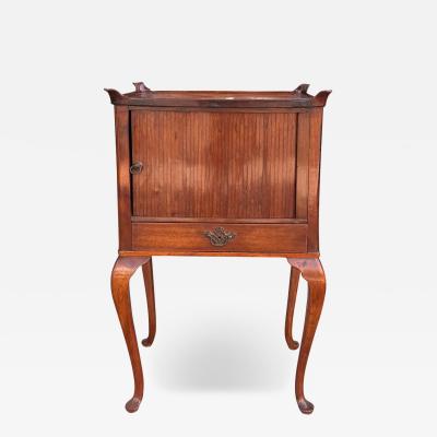 Antique Mahogany Queen Anne Nightstand Side Table Tambour Door