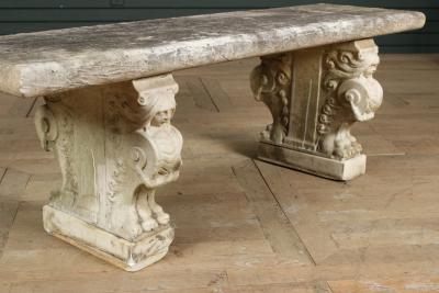 Antique Marble Garden Bench