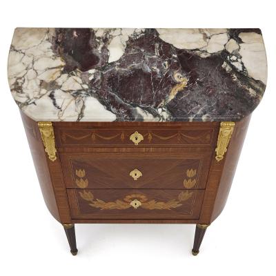 Antique Marble Topped Hardwood Dresser with Neoclassical Marquetry