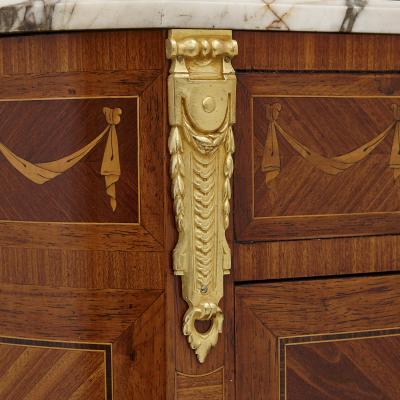 Antique Marble Topped Hardwood Dresser with Neoclassical Marquetry