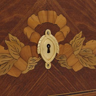 Antique Marble Topped Hardwood Dresser with Neoclassical Marquetry