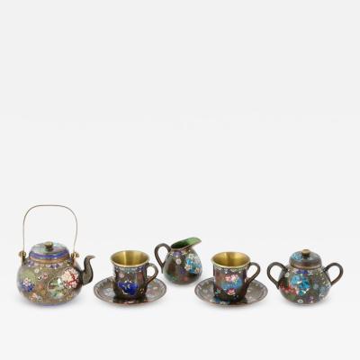 Antique Meiji Era Japan Cloisonne Enamel Tea Set