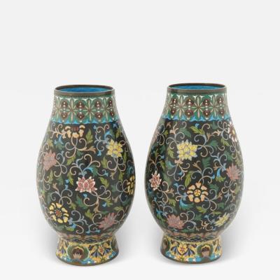 Antique Meiji Era Japanese Cloisonne Enamel Vases