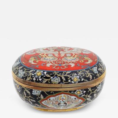 Antique Meiji Japanese Cloisonne Red Enamel Silver Wire Kogo Box
