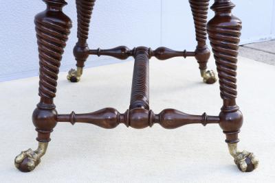 Antique Merklin Oak Library Table With Claw Bronze Feet