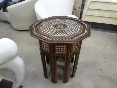 Antique Middle Eastern Arabesque Style Mother of Pearl Inlaid Table