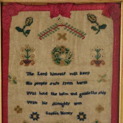 Antique Miniature Sampler circa 1800 by Sophia Honey