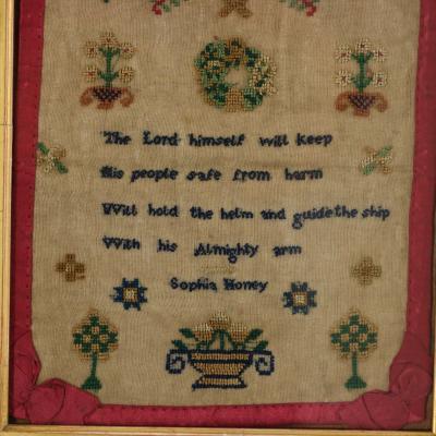 Antique Miniature Sampler circa 1800 by Sophia Honey