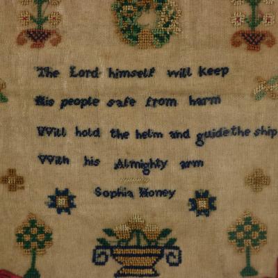 Antique Miniature Sampler circa 1800 by Sophia Honey
