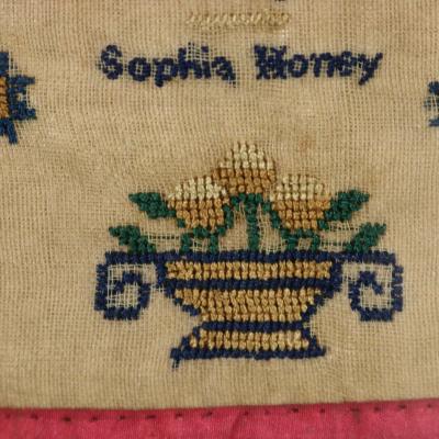 Antique Miniature Sampler circa 1800 by Sophia Honey