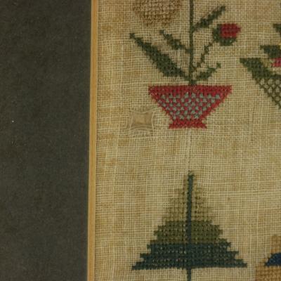 Antique Miniature Sampler with House