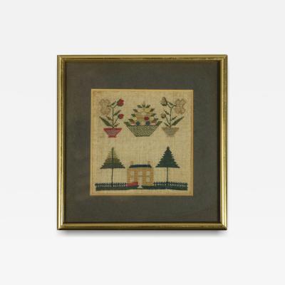 Antique Miniature Sampler with House